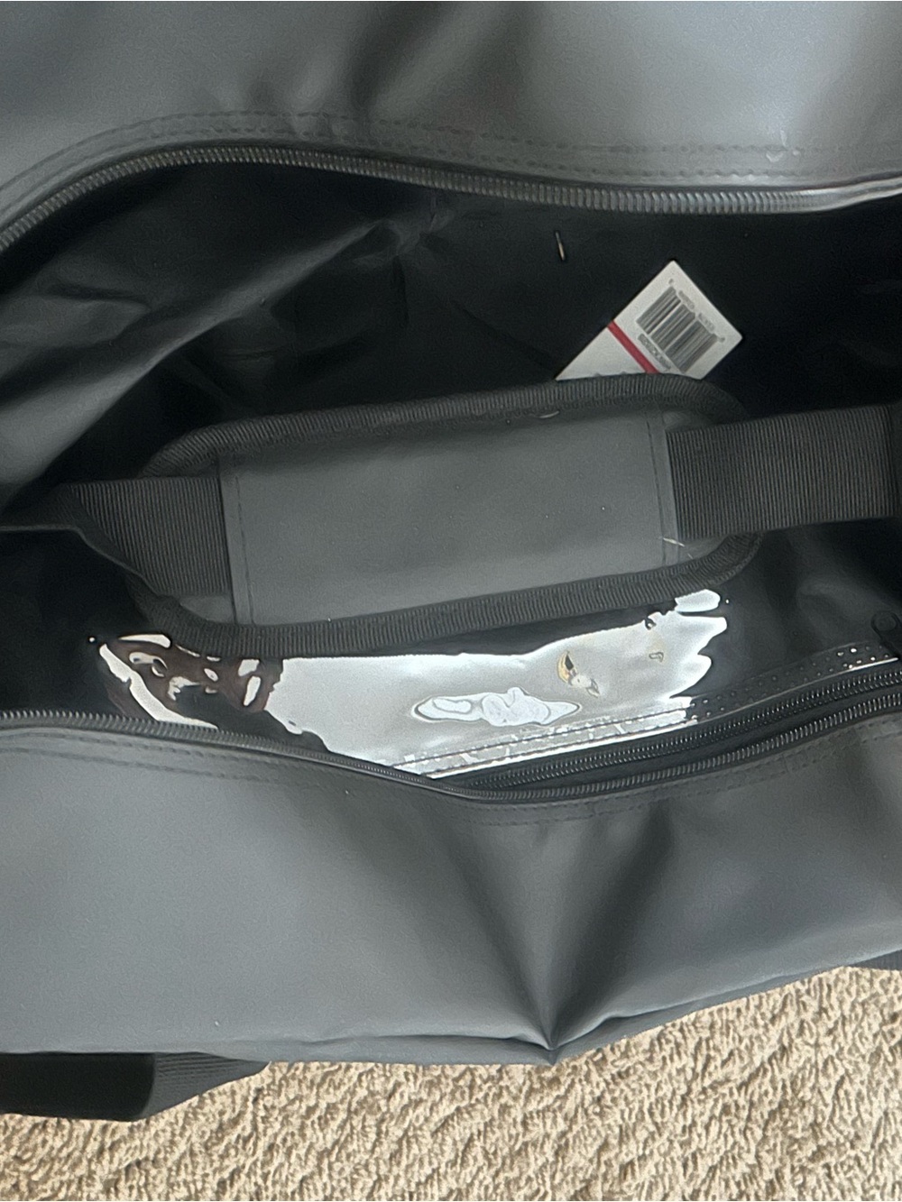 Women's Black Travel Duffel with Clear Interior Pocket